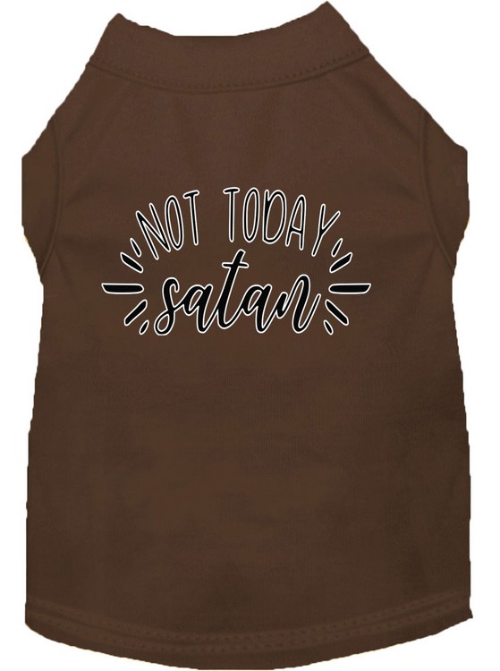 Not Today Satan Screen Print Dog Shirt Brown XS